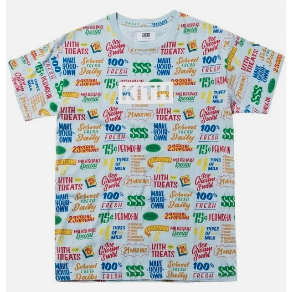 Kith Treats Circular Box Logo Bogo Tee Light Blue Small All Over Print New